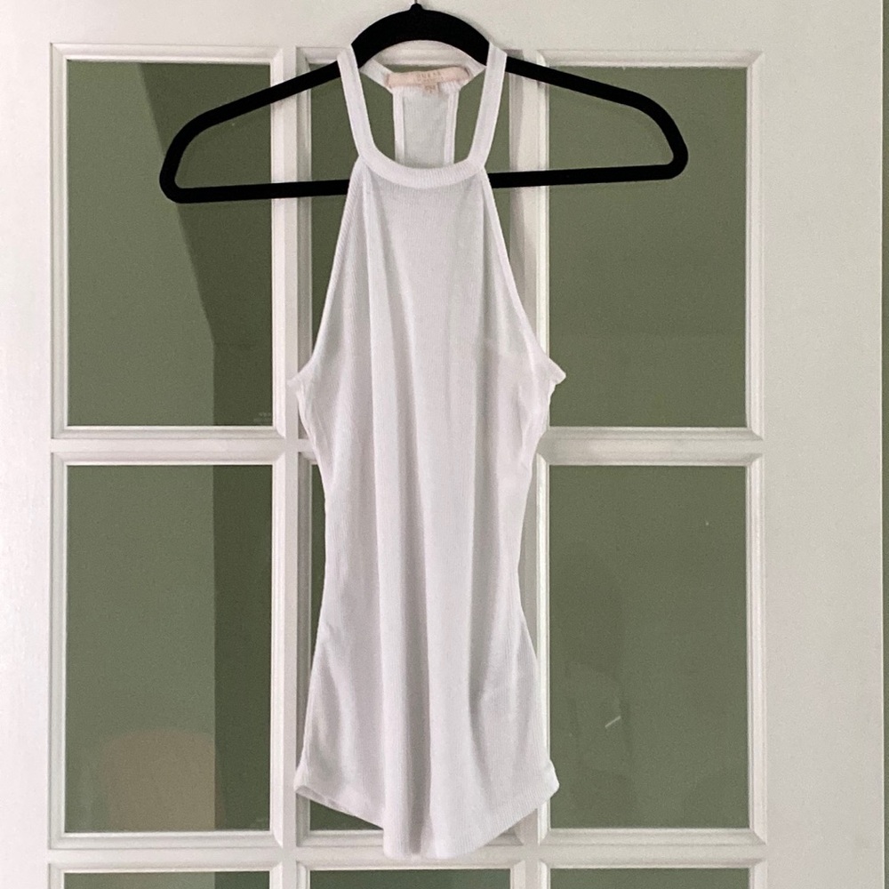 Guess White Halter Style White Ribbed Top Size Small So Soft!